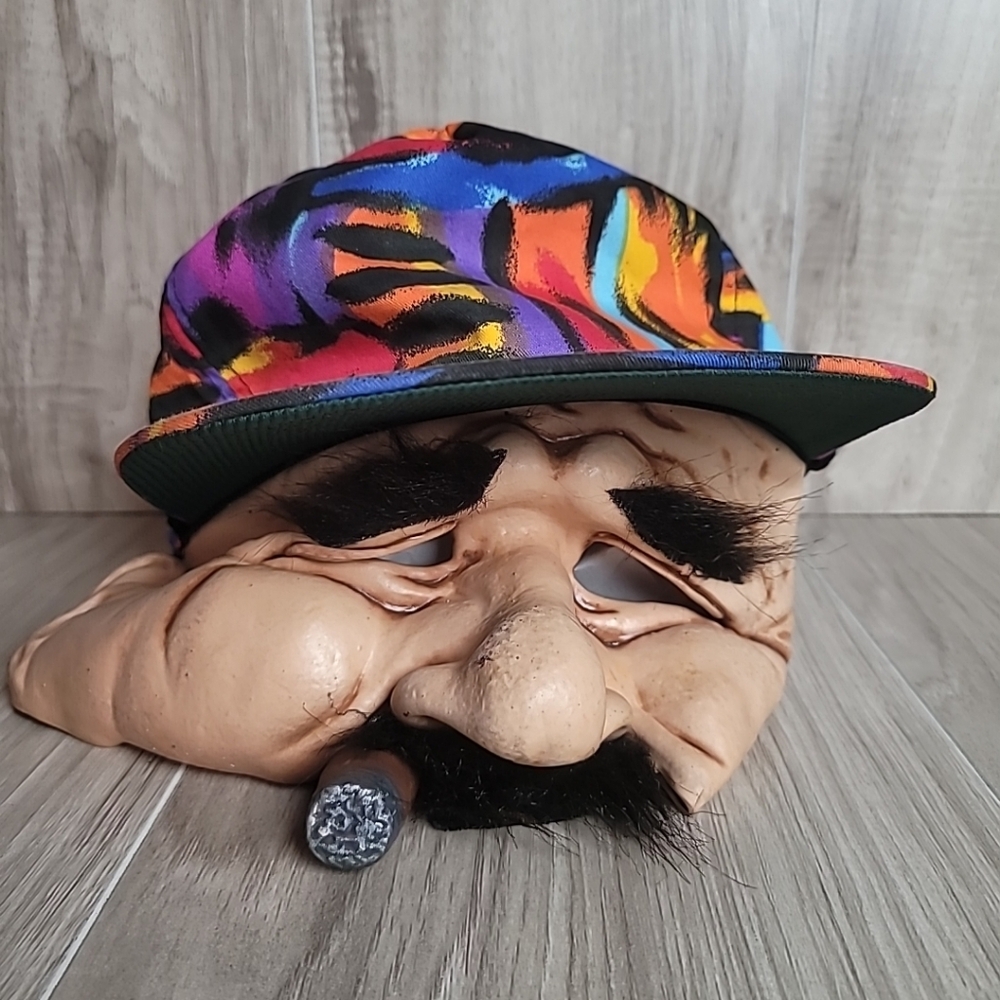 Vintage retro Zagone studios nissin cap mask Halloween costume cosplay mustache